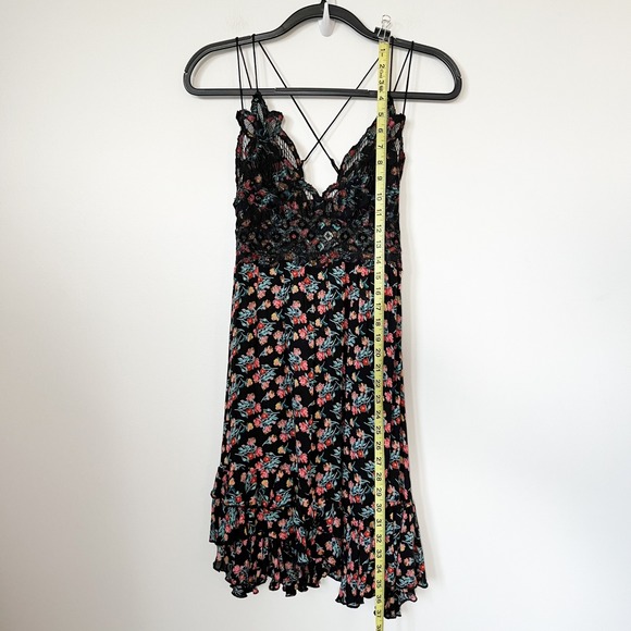 NWT Free People Adella Slip Mini Dress Floral Small Black - Picture 11 of 16
